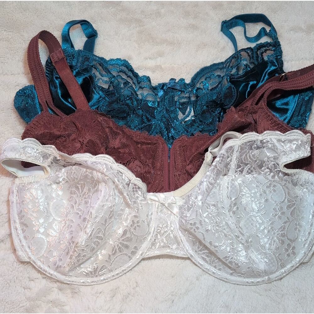 Auden & The Woman Within Lace Balconette Bras 40DD 38DD‎ White Teal Brown
